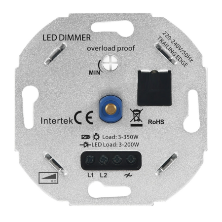 LED Dimmer Inbouw - 3-200 watt - Geschikt voor fase afsnijding - Trailing edge - Geschikt voor alle merken afdekmateriaal - Universeel | HOFTRONIC