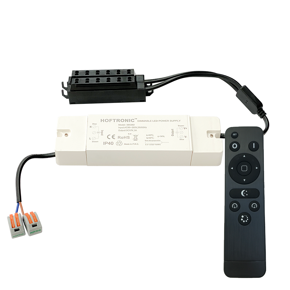 LED Driver - Dimbaar - 36 Watt - Geschikt voor 12 Volt inbouwspots - Incl. afstandsbediening - IP40 - Wit | HOFTRONIC