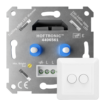 LED Duo Dimmer Inbouw - 2x 0-100 Watt - Geschikt voor fase afsnijding - Trailing edge - Incl. wit frame en druk/draaiknop | HOFTRONIC