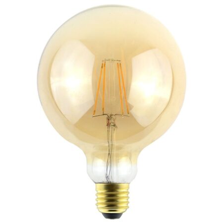 LED Filament lamp E27 - 9 Watt 950 Lumen - G125 Vorm - 2200K Warmwit licht - Dimbaar - Amber glas | HOFTRONIC