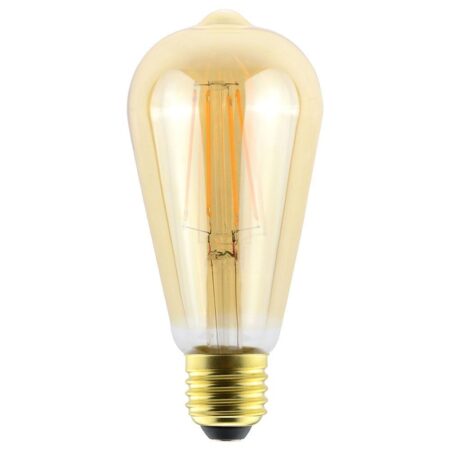 LED Filament lamp E27 - 9 Watt 950 Lumen - ST64 Edison - 2200K Warmwit licht - Dimbaar - Amber glas | HOFTRONIC