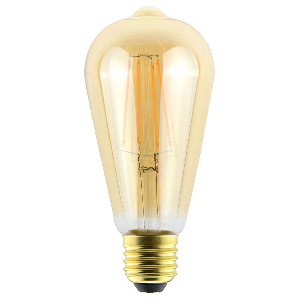 LED Filament lamp E27 - 9 Watt 950 Lumen - ST64 Edison - 2200K Warmwit licht - Dimbaar - Amber glas | HOFTRONIC