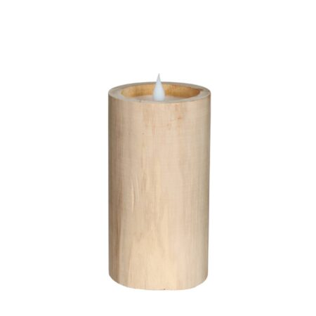 LED Kaars hout Ø8 h.15 cm met timer | Ideas 4 Seasons