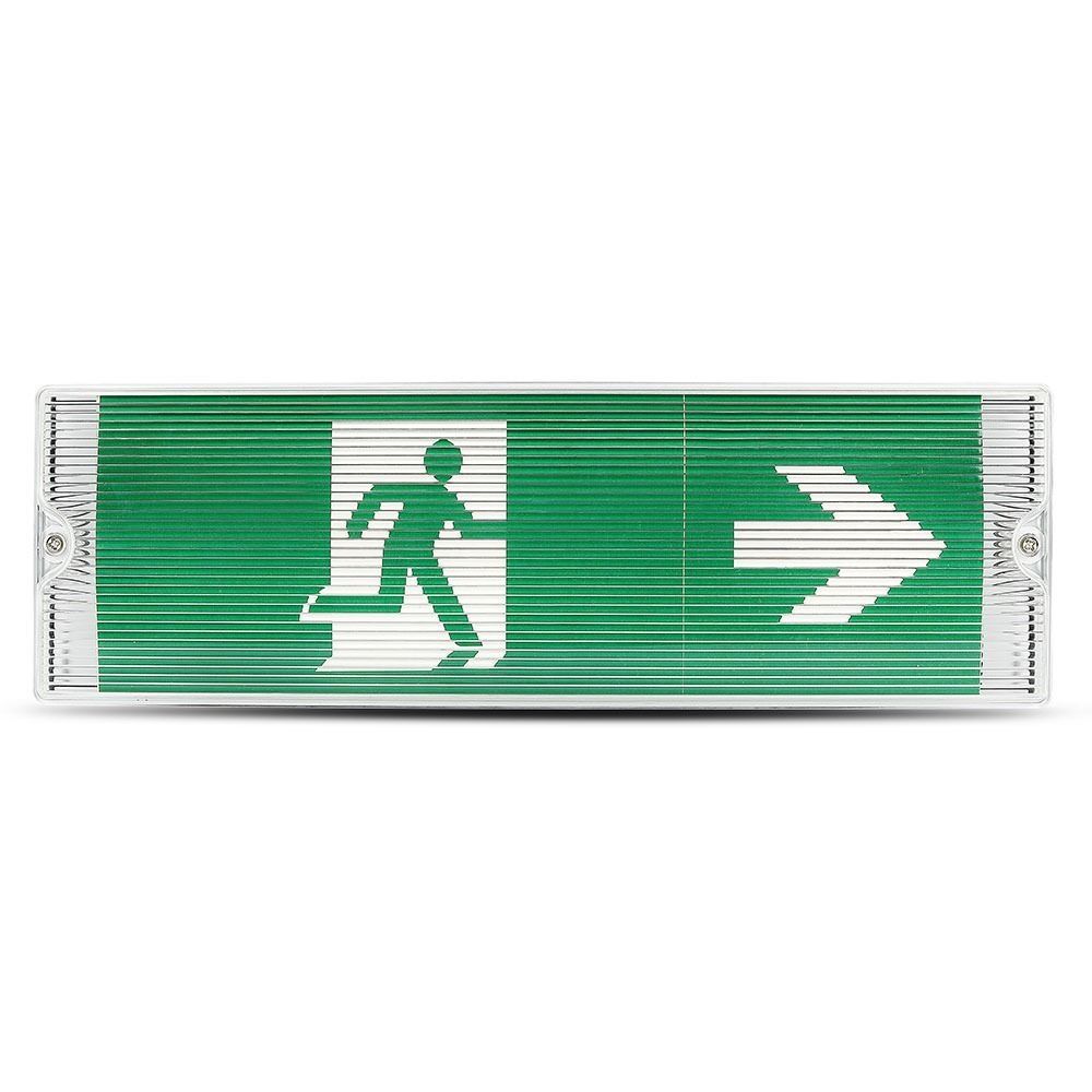LED Noodverlichting met accu - Wand- en plafondmontage - 3 Watt - 6400K Daglicht wit - IP65 waterdicht - Incl. pictogram met 4 vluchtwegaanduiding stickers | V-TAC