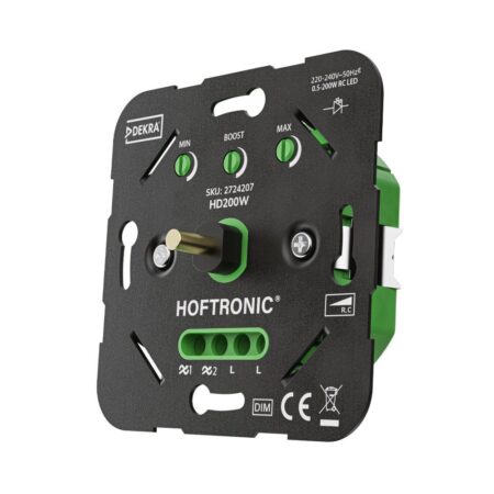 LED dimmer HD200W - 0.5-200 watt - Geschikt voor fase afsnijding (trailing edge) - 2-draadsdimmer - Inbouw dimmer - Universeel | HOFTRONIC