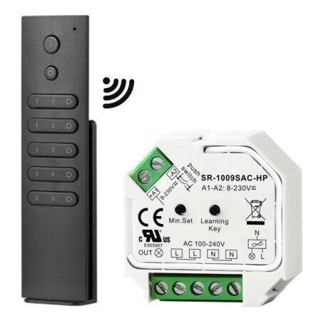 LED dimmer/ontvanger - Draadloos - Incl. 5-kanaals zwarte afstandsbediening - Geschikt voor inbouw & opbouw - Maximaal 400 Watt | HOFTRONIC