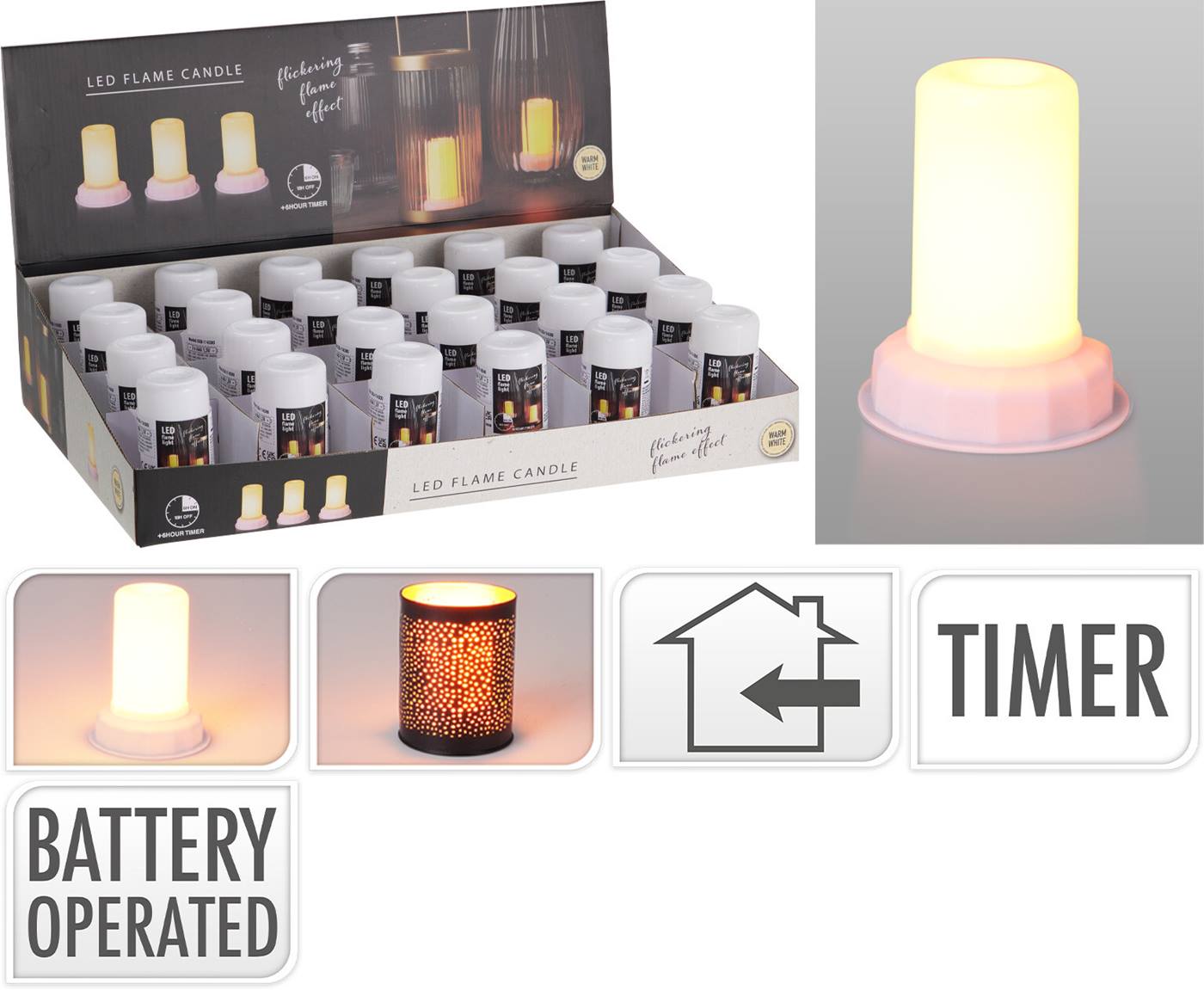 LED lamp vlam effect met timer Ø8xh9cm | Home & Styling