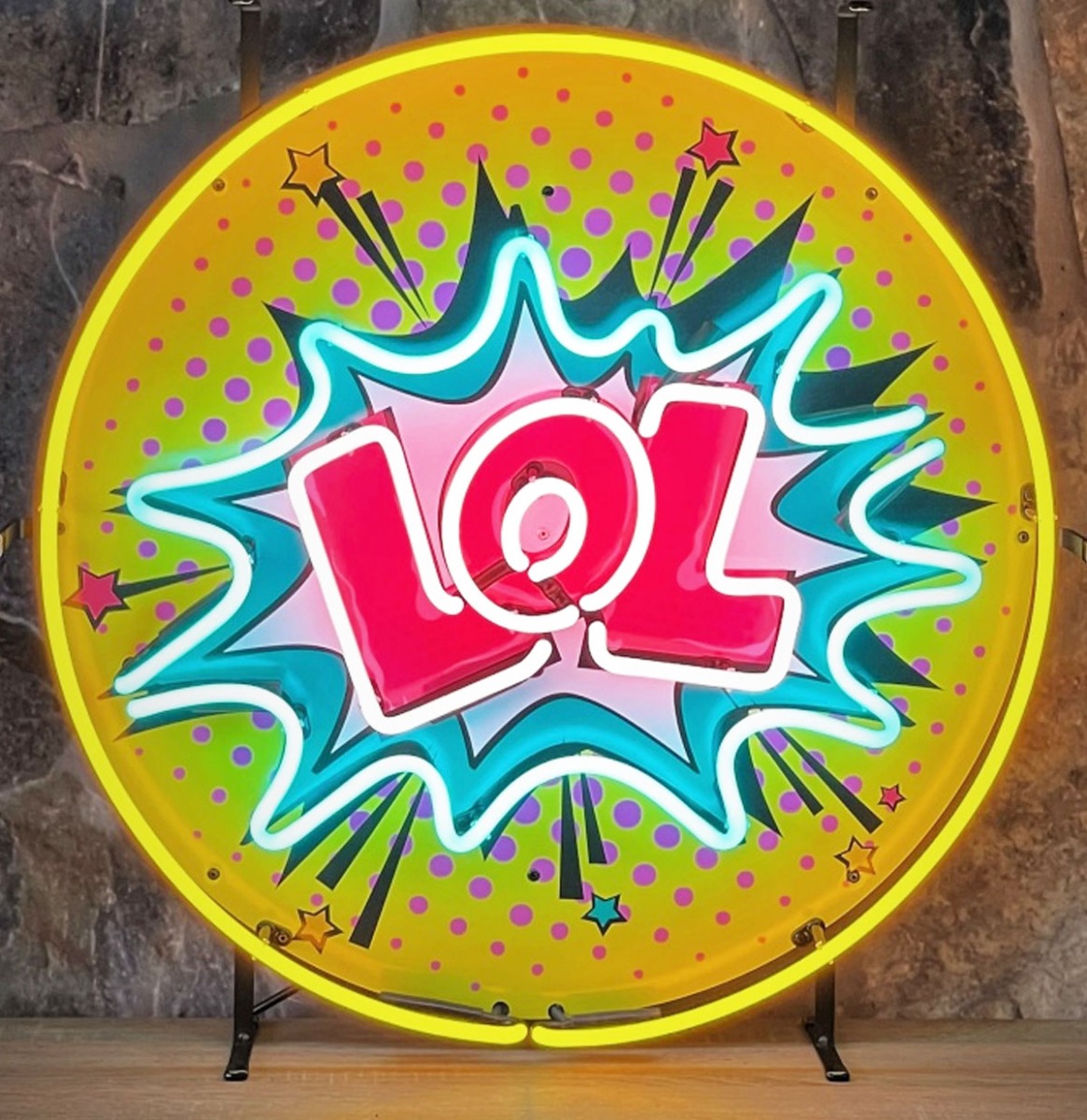 LOL! Pop-art Neon Verlichting 65 cm - Geel