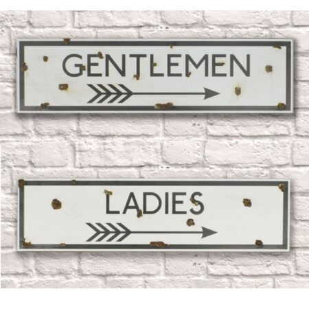 Ladies Gentlemen Toilet Metalen Borden Rusty 15cm x 56cm Set van 2 LAATSTE STUKS | 18% korting | Fiftiesstore