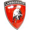 Lamborghini Logo Zwaar Emaille Bord Rood - 65 x 47cm | Fiftiesstore