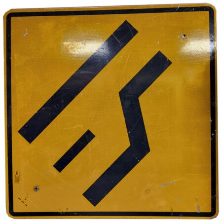 Lane Ends Merge Left Metalen Straatbord - Origineel - 92 x 92 cm | The Dutch Pickers