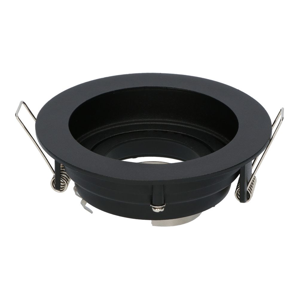 Laredo LED Inbouwspot - Kantelbaar armatuur - Diameter 100mm - GU10 Fitting incl. lamphouder - Rond - IP20 voor binnen - Zwart | HOFTRONIC