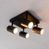 Lark - LED Plafondlamp - 4 spots - GU10 Fitting - Kantelbaar & Draaibaar - Zwart - Vierkant | HOFTRONIC