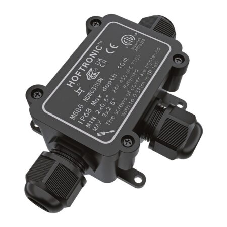 Lasdoos IP68 Waterdicht - 126x63x39mm - 3 ingangen - voor 2 en 3 aderige kabels (4-11mm) | HOFTRONIC