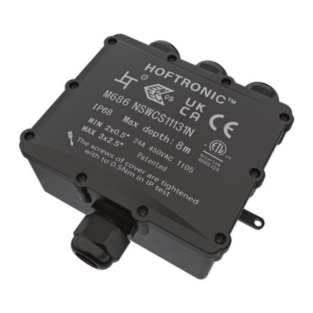 Lasdoos IP68 Waterdicht - 164x152x60mm - 4 ingangen - voor 2 en 3 aderige kabels (4-18mm) - Geschikt voor YMVK kabels | HOFTRONIC