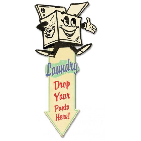 Laundry Arrow Down Zwaar Metalen Bord 60 x 28 cm | Fiftiesstore