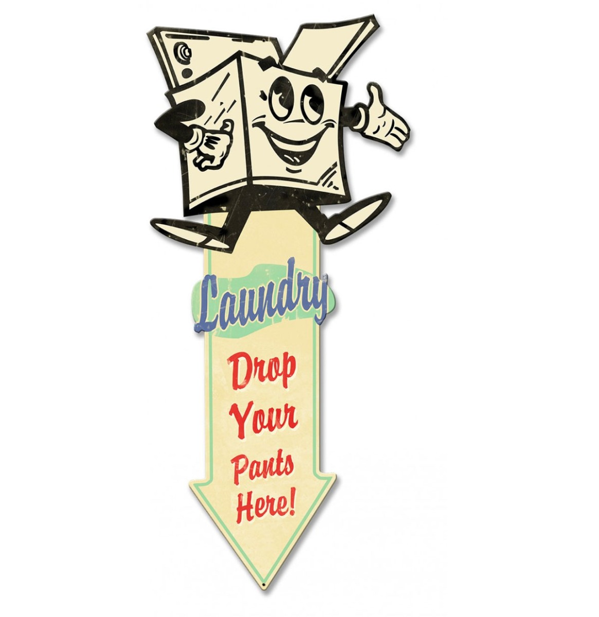 Laundry Arrow Down Zwaar Metalen Bord 60 x 28 cm | Fiftiesstore