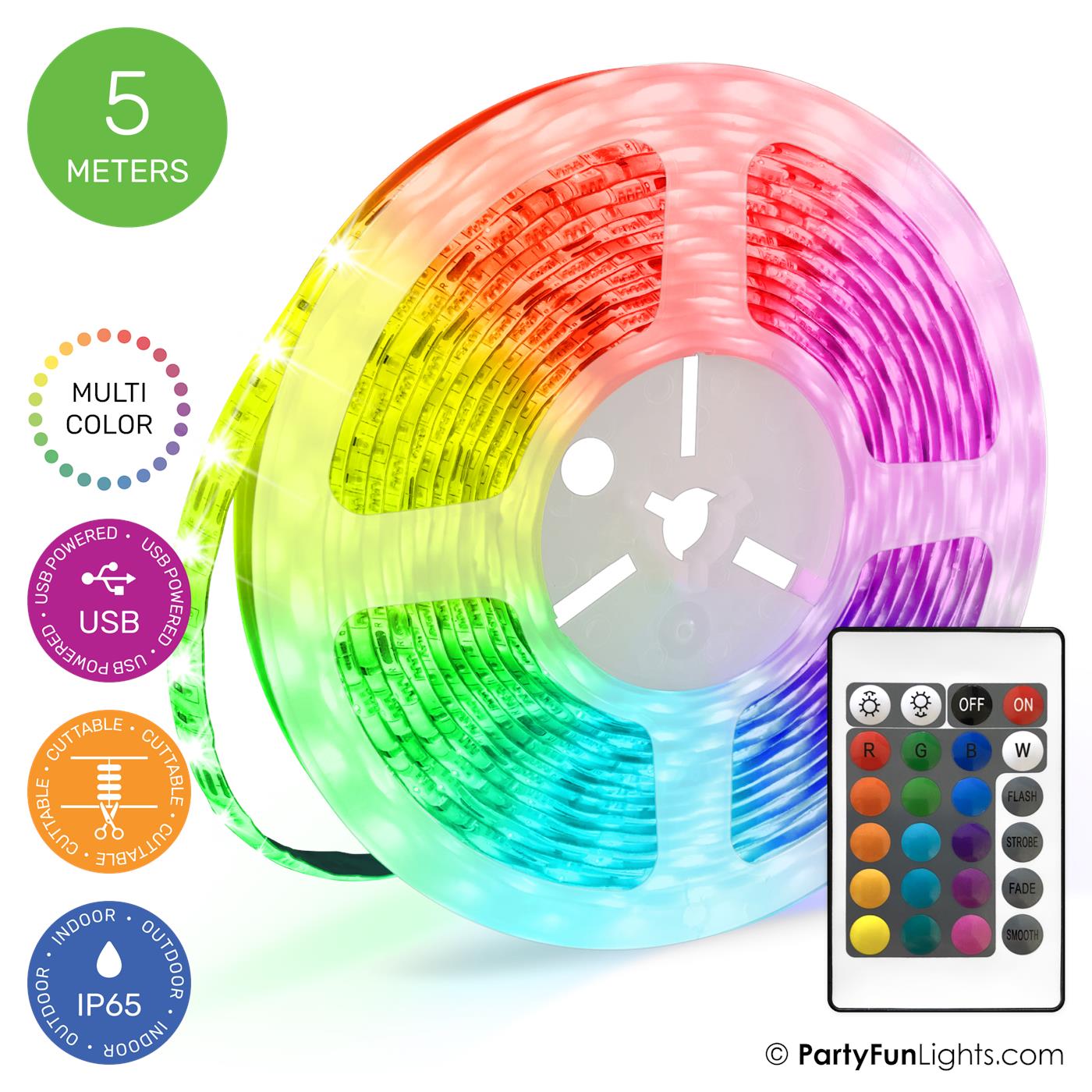 Led strip USB 5 meter IP65 | PartyFun Lights