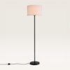 Lenyro - Zwarte Staande lamp Metaal 150 cm - Modern design - Woonkamer lamp - Linnen kap - E27 fitting - Met voetschakelaar | LUSENZ