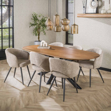 LifestyleFurn Deens Ovale Eettafel 'Syeda' Mangohout