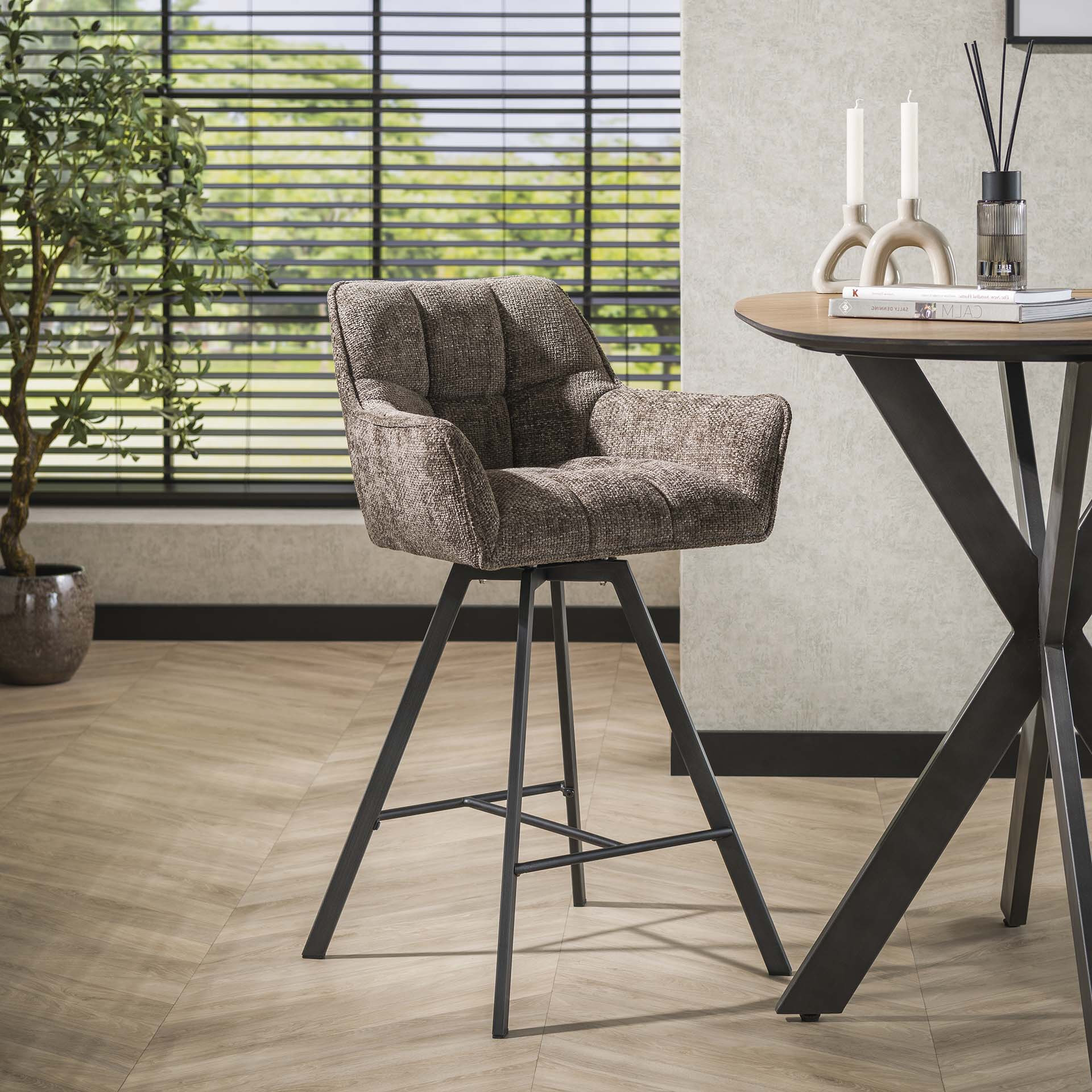 LifestyleFurn Draaibare Barstoel 'Thandie' Rich stof