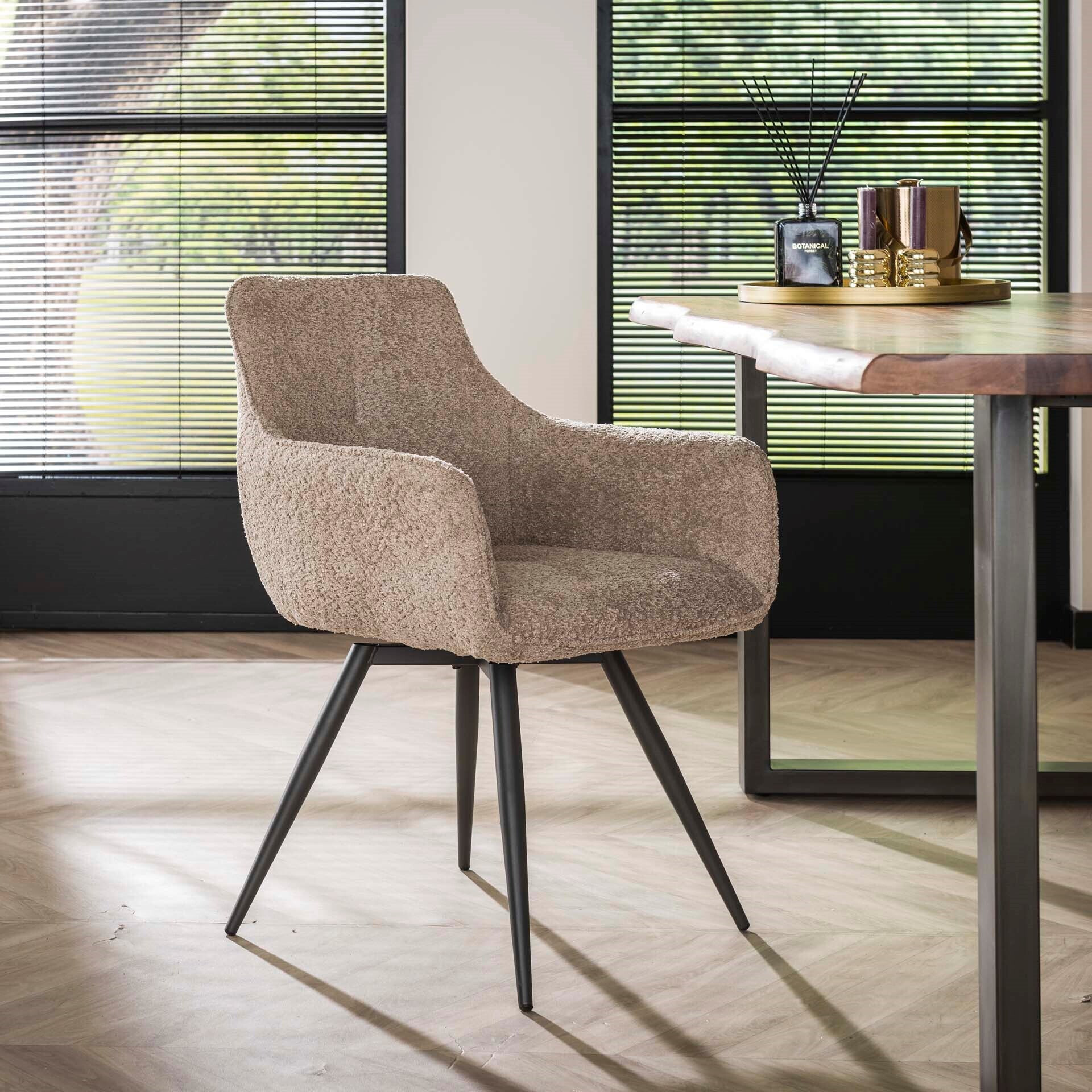 LifestyleFurn Draaibare Eetkamerstoel 'Evelia' Bouclé