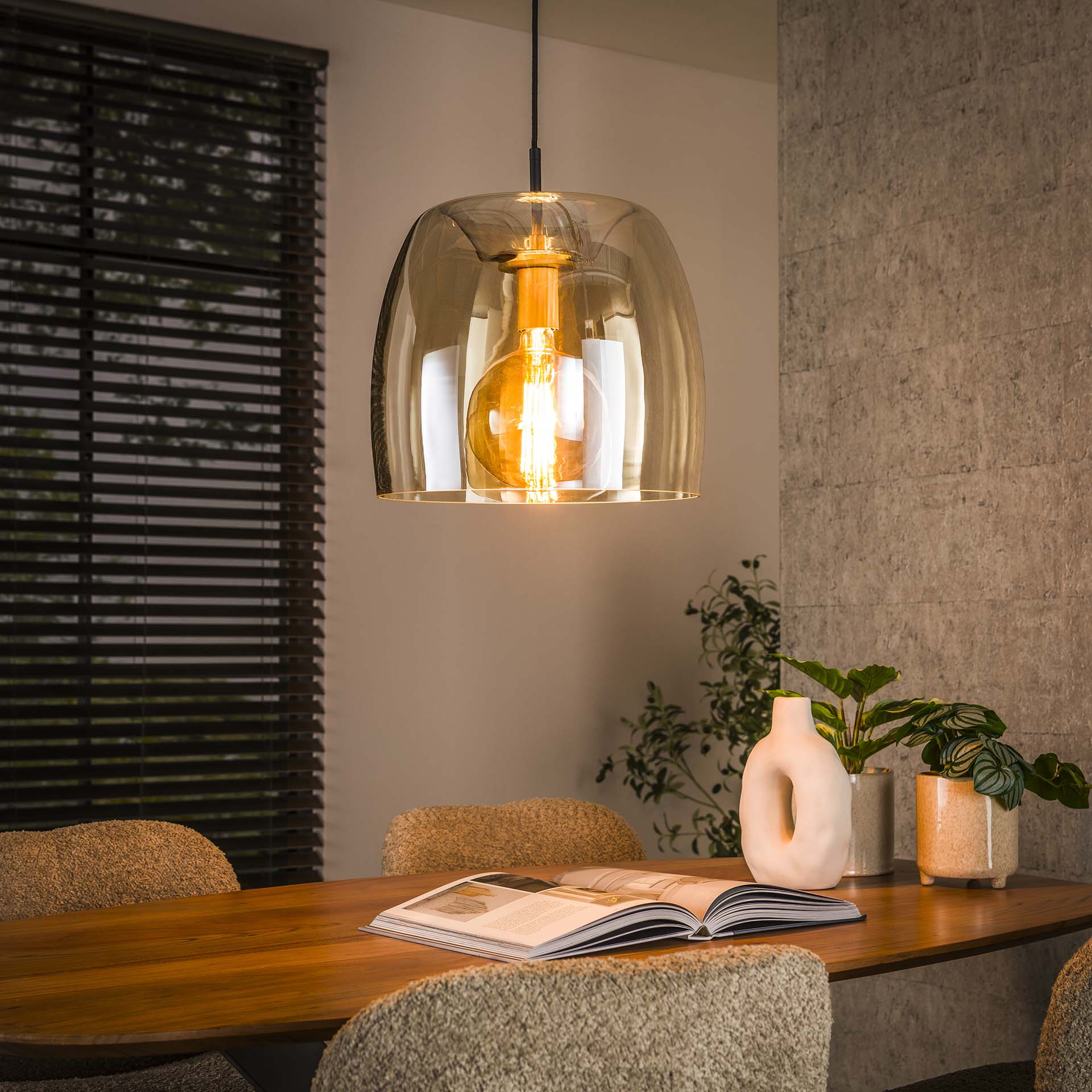 LifestyleFurn Hanglamp 'Rift' Amber glas
