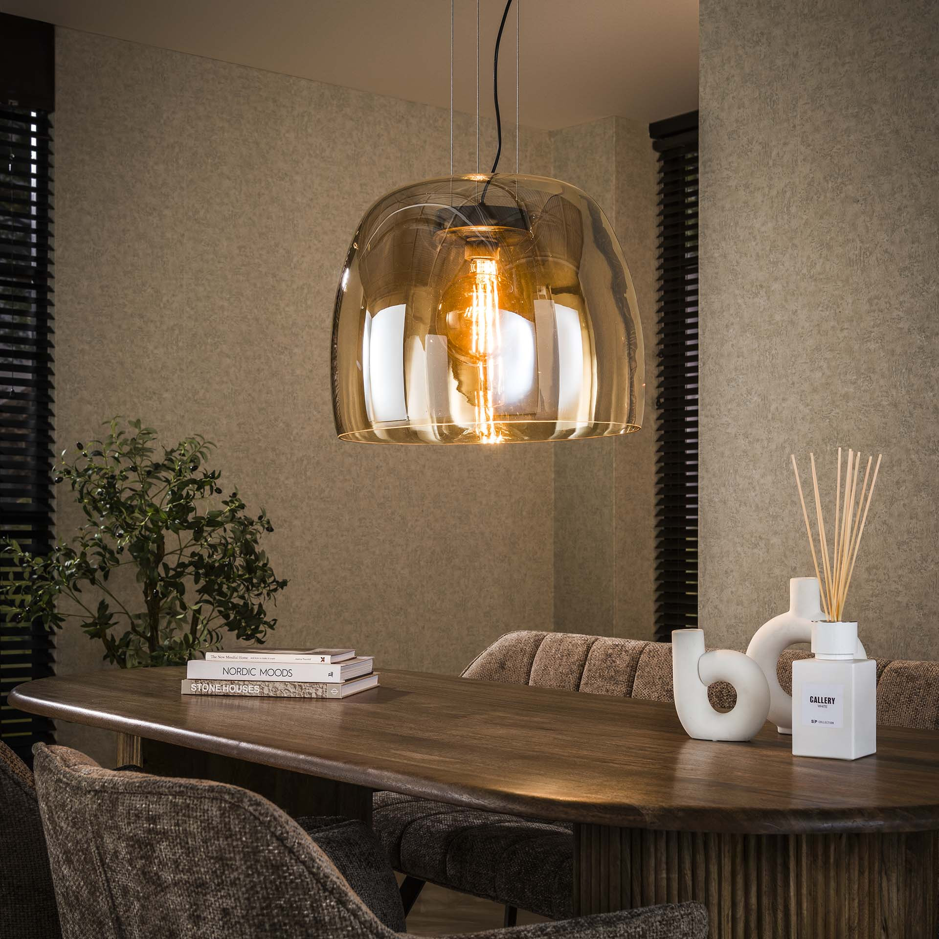 LifestyleFurn Hanglamp 'Rift' Amber glas