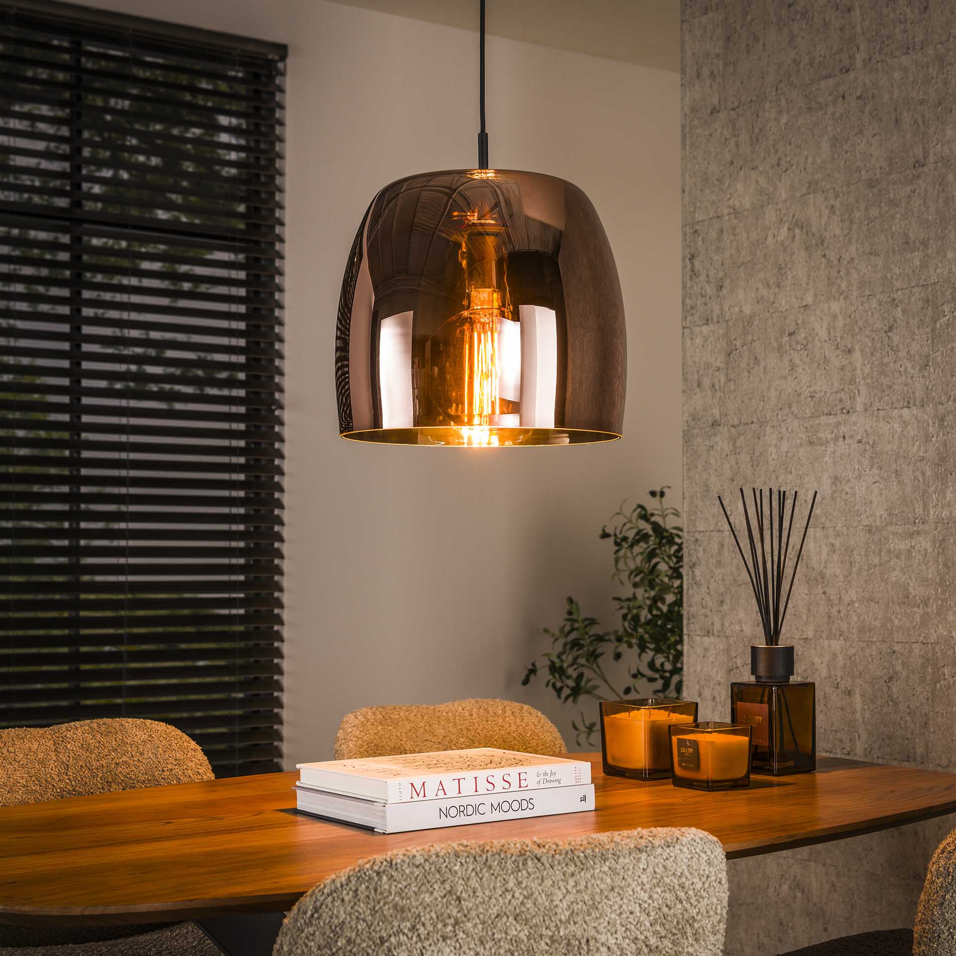 LifestyleFurn Hanglamp 'Rift' Koper glas