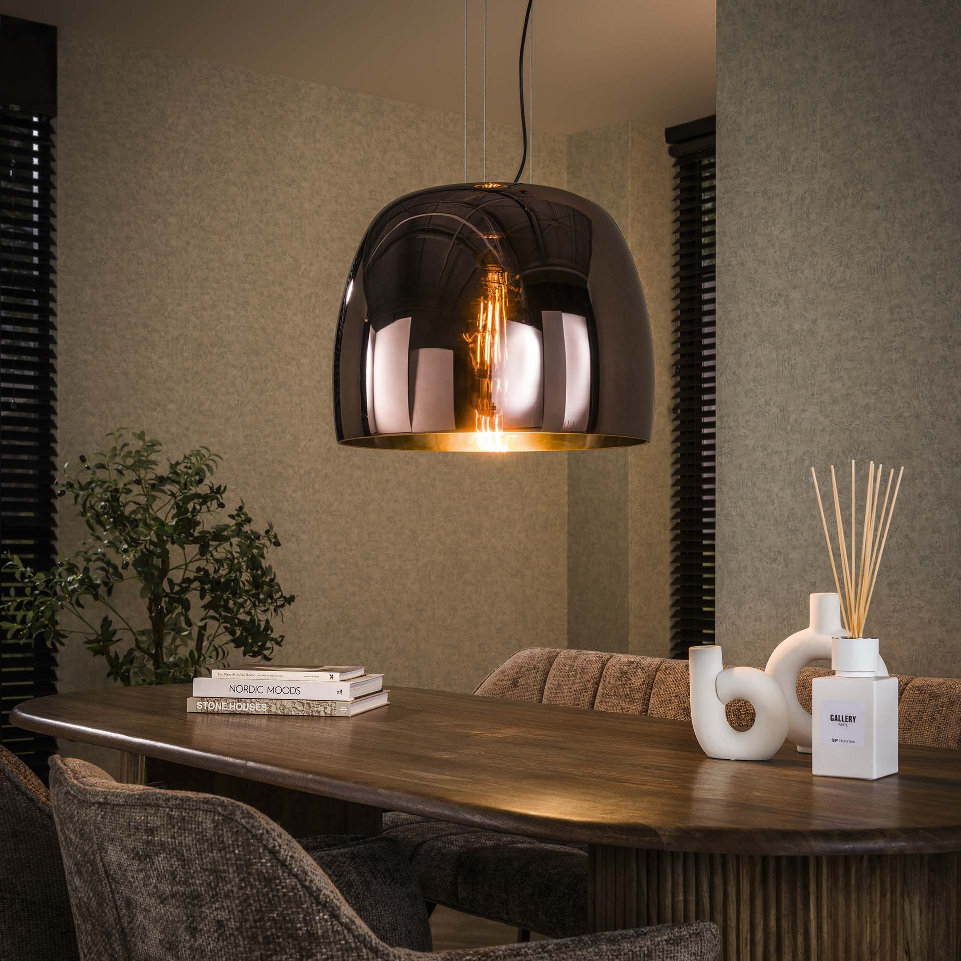 LifestyleFurn Hanglamp 'Rift' Koper glas