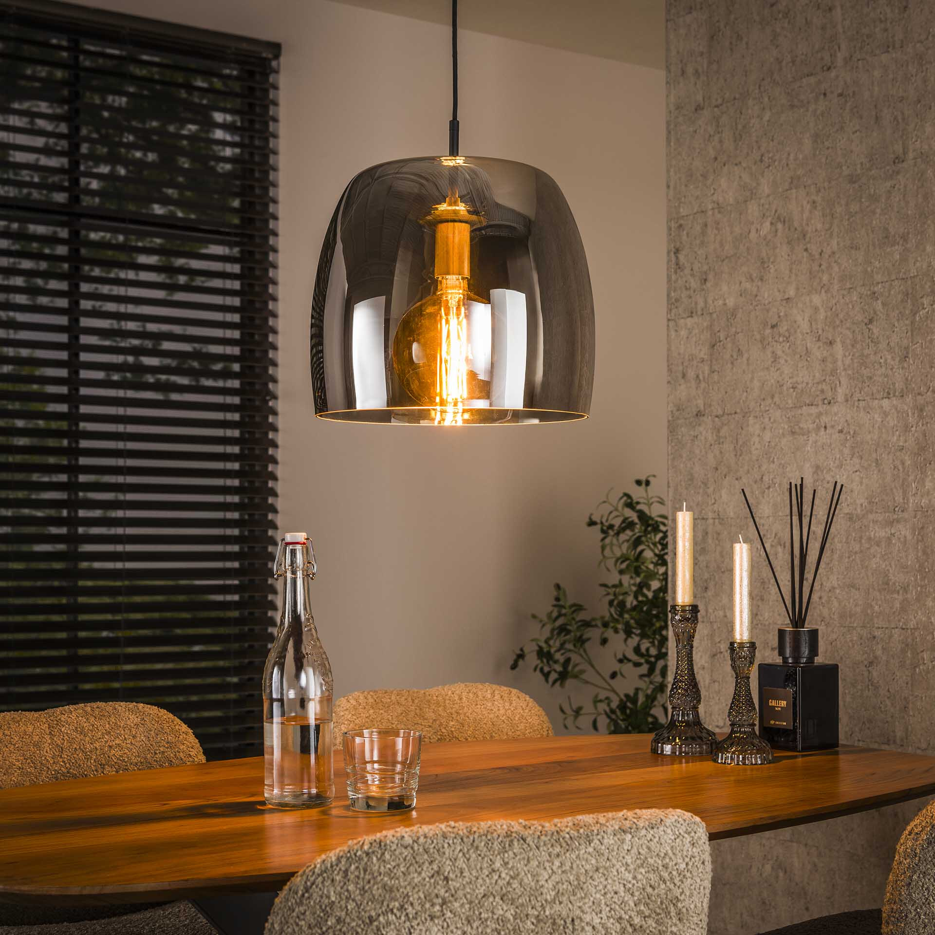 LifestyleFurn Hanglamp 'Rift' Smoke glas