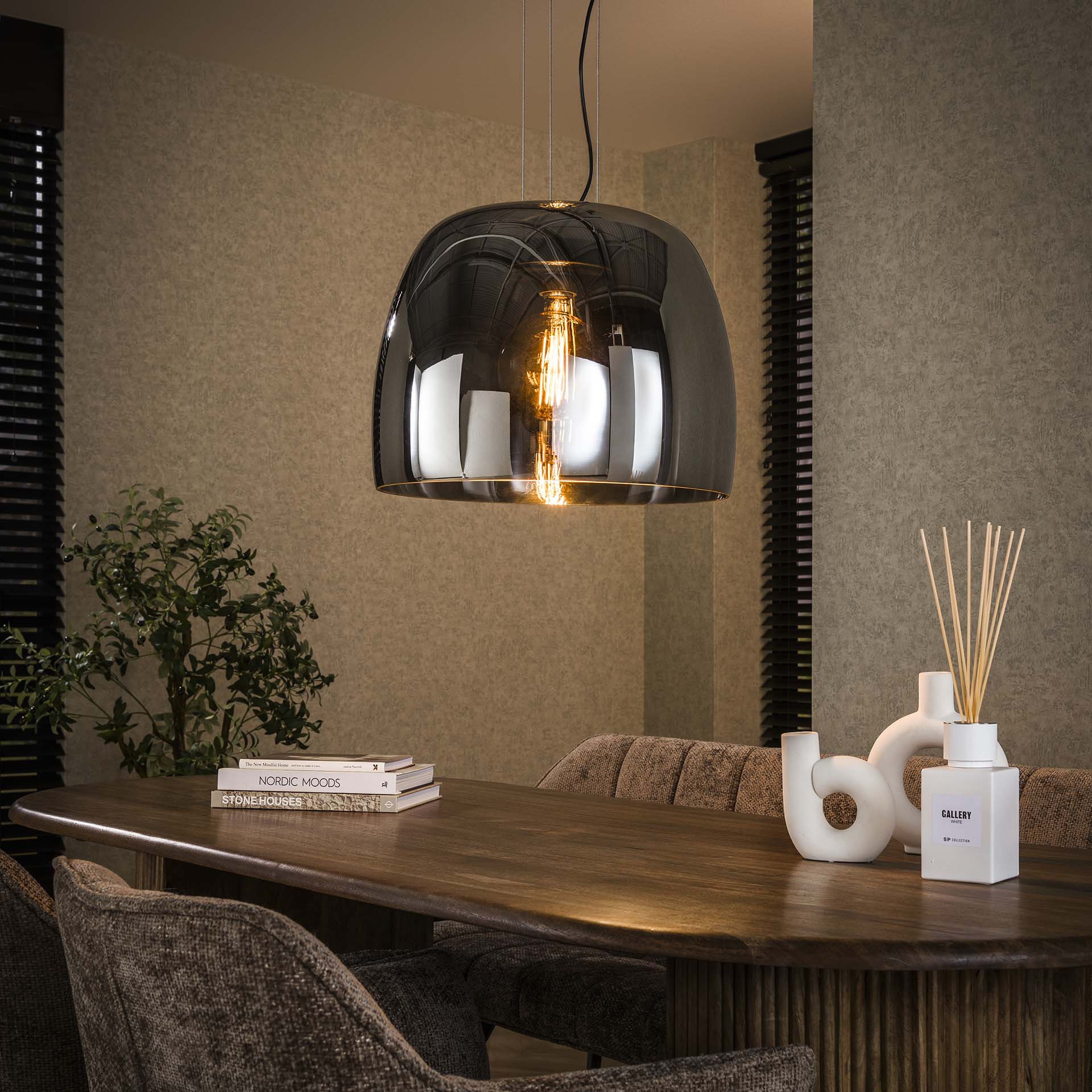 LifestyleFurn Hanglamp 'Rift' Smoke glas