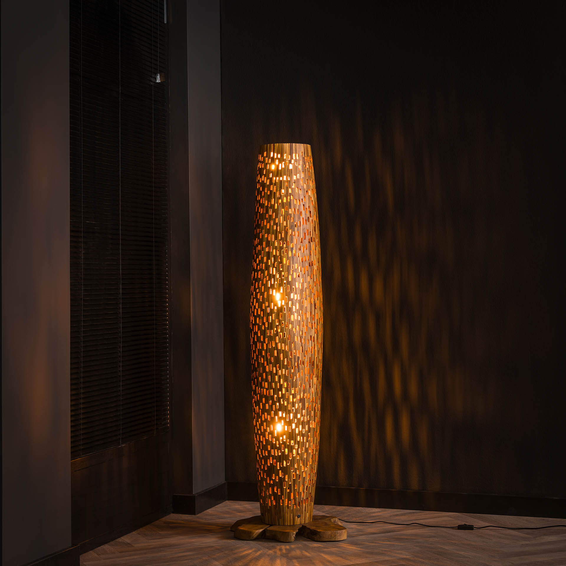 LifestyleFurn Vloerlamp 'Eugena' Teakhout