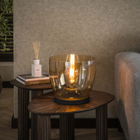 LifestyleFurn Vloerlamp/Tafellamp 'Mikado' Amber glas