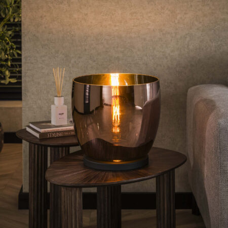 LifestyleFurn Vloerlamp/Tafellamp 'Mikado' Koper glas