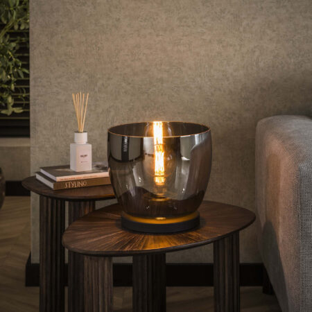 LifestyleFurn Vloerlamp/Tafellamp 'Mikado' Smoke glas