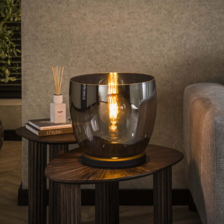 LifestyleFurn Vloerlamp/Tafellamp 'Mikado' Smoke glas