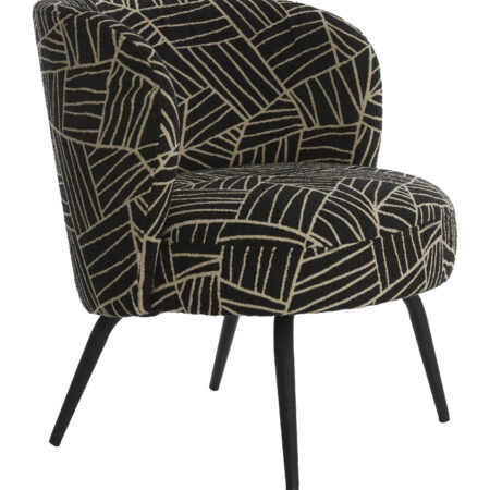 Light & Living Fauteuil 'Dieyda' kleur Zwart/Wit | Light & Living