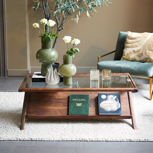 Light & Living Salontafel 'Yuki' Acaciahout en glas