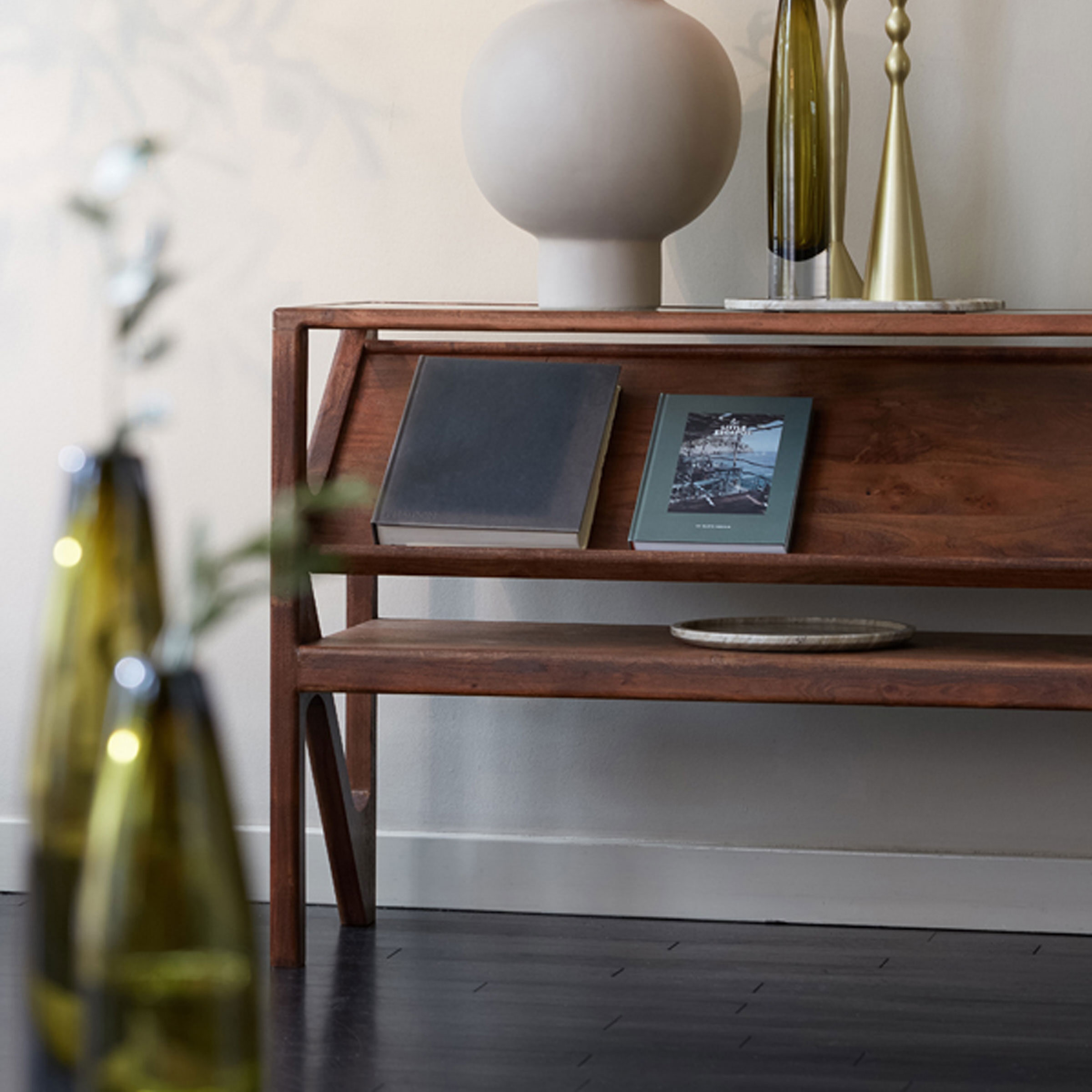 Light & Living Sidetable 'Yuki' Acaciahout en glas