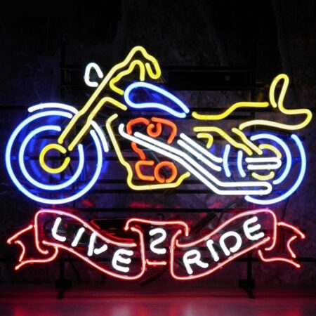 Live 2 Ride Neon Verlichting Motorfiets 71 X 61 CM | Real Neon Art