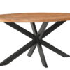 LivingFurn Ovale Eettafel 'Rocky' Mangohout en staal