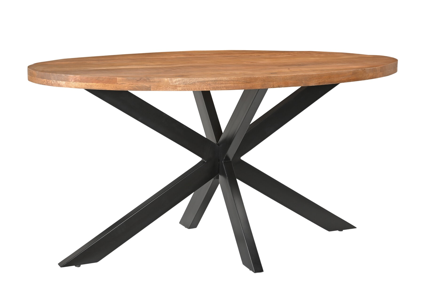 LivingFurn Ovale Eettafel 'Rocky' Mangohout en staal