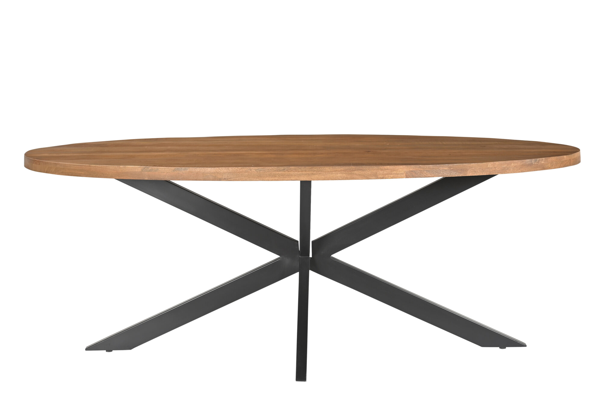 LivingFurn Ovale Eettafel 'Rocky' Mangohout en staal
