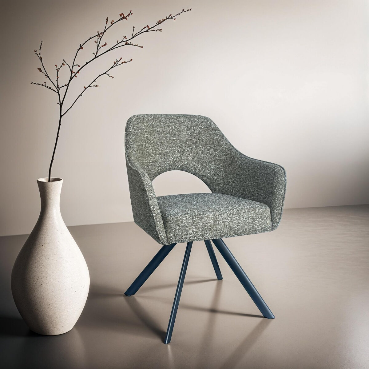 Livingfurn Draaibare Eetkamerstoel 'Helen' kleur Groen | Livingfurn