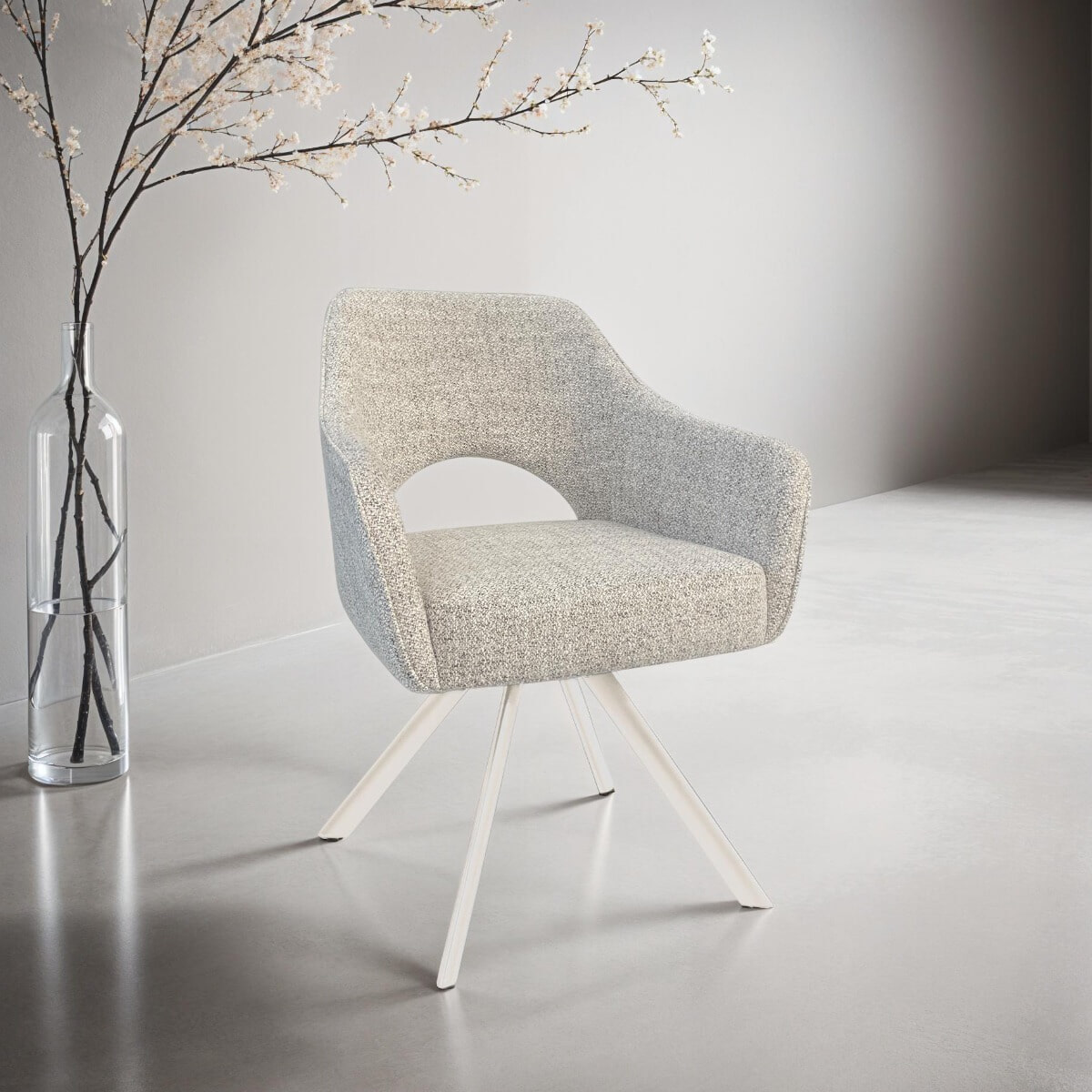 Livingfurn Draaibare Eetkamerstoel 'Helen' kleur Naturel | Livingfurn