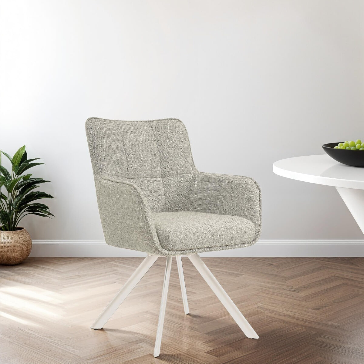 Livingfurn Draaibare Eetkamerstoel 'Tori' kleur Naturel | Livingfurn