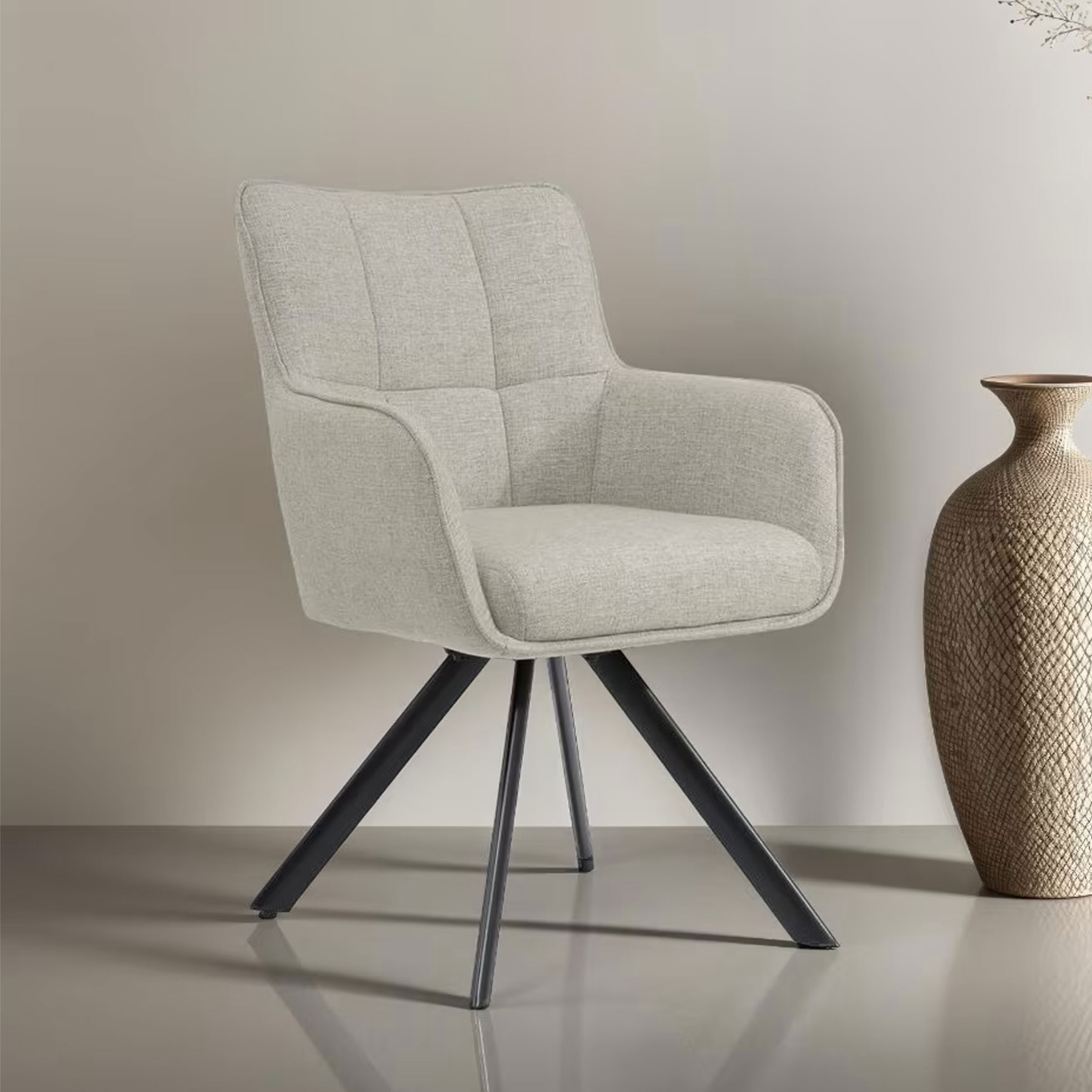 Livingfurn Draaibare Eetkamerstoel 'Tori' kleur Zand | Livingfurn