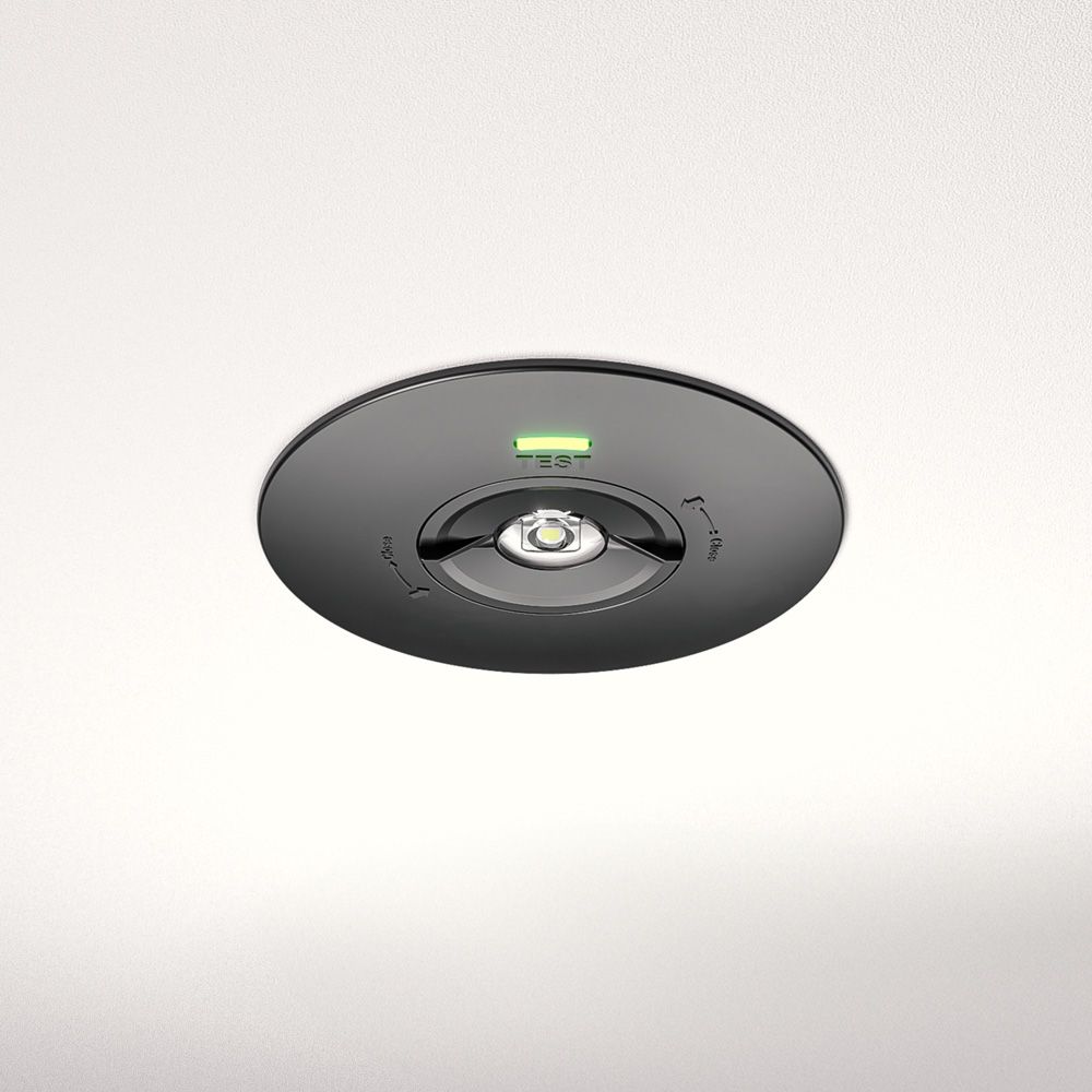 Locus - LED Inbouwspot Noodverlichting Zwart - 2 Watt 300 Lumen - Verwisselbare Lens - IP20 voor binnen - 3 uur noodaccu (3300mAh) - 6500K daglicht wit - Autotest functie | HOFTRONIC