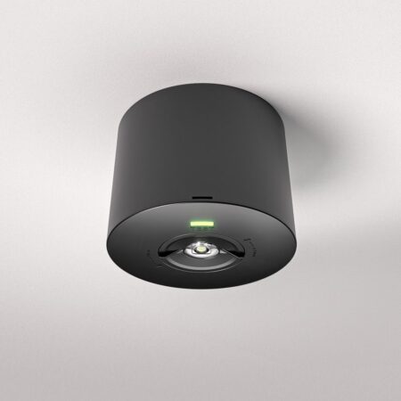 Locus - Noodverlichting opbouwspot zwart - 2 Watt 300 Lumen - 6000K daglicht wit - IP20 stofdicht - Met testknop | HOFTRONIC